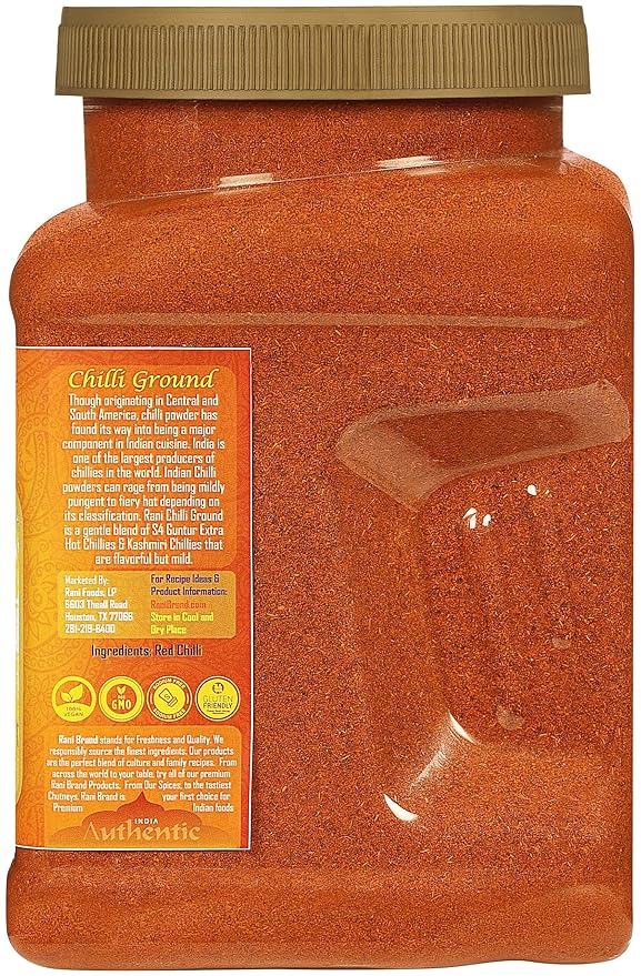 Rani Chilli Powder (Mirchi) Ground Indian Spice 32oz (2lbs) 908g Bulk PET Jar ~ All Natural | Salt-Free | Vegan | No Colors | Gluten Friendly | NON-GMO | Kosher | Indian Origin