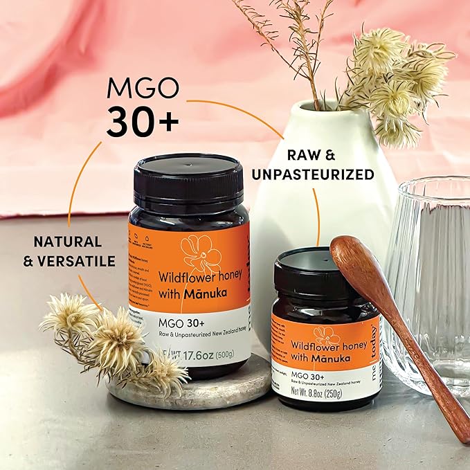 me today - Wildflower Honey with Manuka MGO 30+ from New Zealand (17.6 oz) Authentic, Raw & Unpasteurized