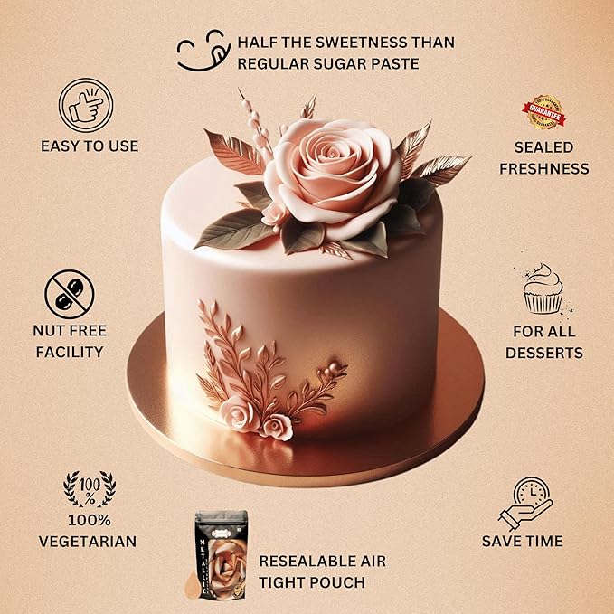 Confect Rose Gold Metallic | Fondant for Cake Decorating, Elegant Rose Gold Icing for Christmas Cakes, Cupcakes & Special Occasions | Vegan, Gluten-Free, Nut-Free, Palm Oil-Free ??8.8 Oz