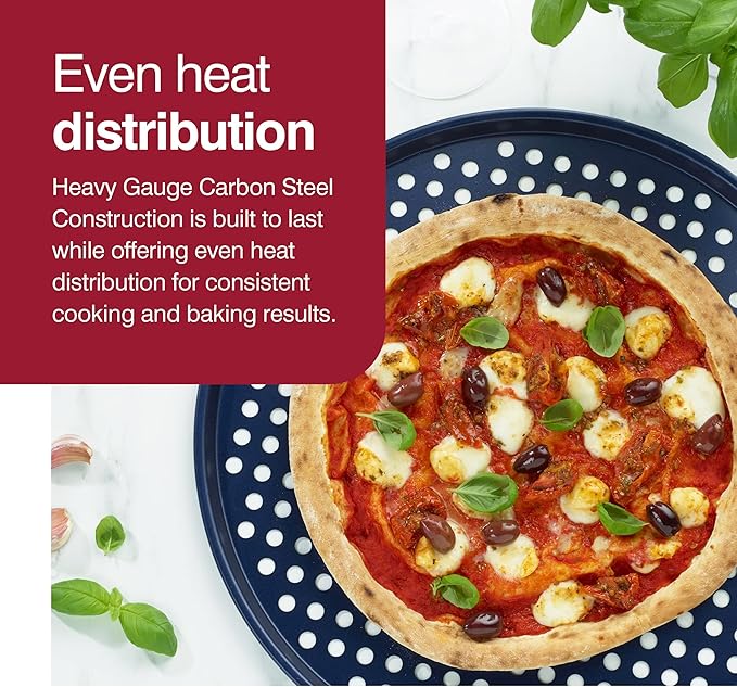 Zyliss Durable Non-Stick Pizza Tray | Carbon Steel | Dark Blue | Pizza Tray/Bakeware | Dishwasher Safe | 5 Year Guarantee??"<div>