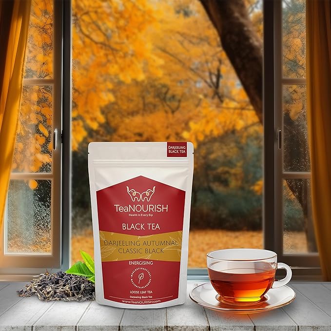 TeaNOURISH Darjeeling Autumnal Classic Black | Autumn Flush Loose Leaf | Strong, Robust Taste & Aroma | Freshly Sourced Direct From Origin - 3.53oz/100g (Pack of 2)