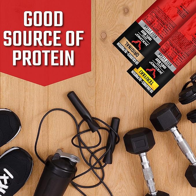 Jack Link's Beef Steak, Original and Teriyaki - Protein Snacks, Meat Snack, Good Source of Protein, Made with 100% Beef, Individually Wrapped Bulk Snack Pack - 0.8 Oz. (12 Count)