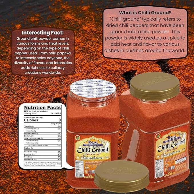 Rani Chilli Powder (Mirchi) Ground Indian Spice 80oz (5lbs) 2.27kg Bulk PET Jar ~ All Natural | Salt-Free | Vegan | No Colors | Gluten Friendly | NON-GMO | Kosher | Indian Origin