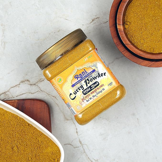 Rani Curry Powder Mild (10-Spice Authentic Indian Blend) 1lb (454g) PET Jar ~ All Natural | Salt-Free | NO Chili or Peppers | Vegan | No Colors | Gluten Friendly | NON-GMO | Kosher | Indian Origin