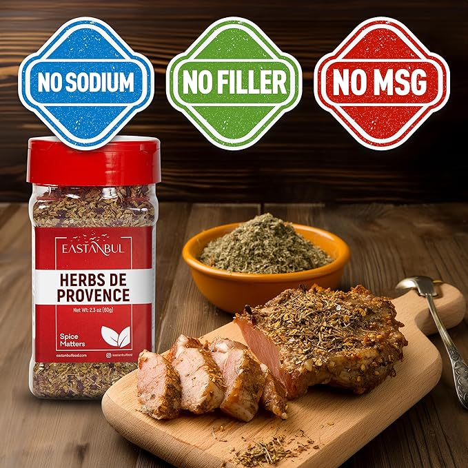 Eastanbul Herbs De Provence Seasoning, 2.3oz, Natural Herbes De Provence Seasoning Spice Blend, From France Culinary Tradition, Perfect for Grills, Roasts, Stew & Soups, Low Sodium, No Filler, No MSG