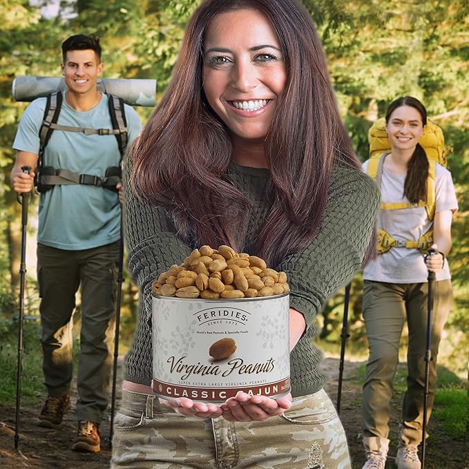 FERIDIES Cajun Virginia Peanuts, Super Extra Large, Spicy Snacks with Secret Seasoning, Gluten Free, 18oz Can 18 Ounce Cajun