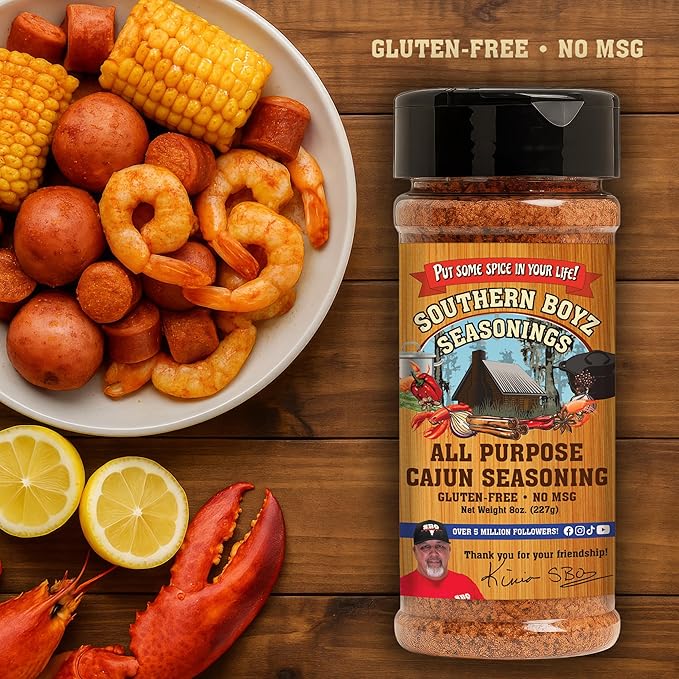 Southern Boyz All Purpose Cajun Creole Seasoning, 8 Ounce Shaker (No MSG, Gluten-Free Blend), 8 Ounce (Pack of 1)