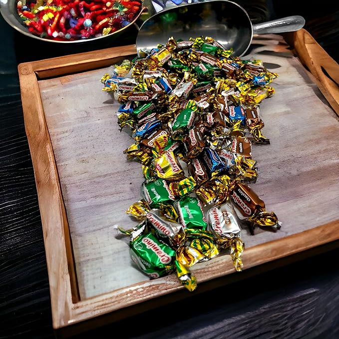 Assorted Toffee Chews-1.5 lbs Chewy Toffee Candy-Individually Wrapped Assortment of Delicious and Flavorful Vanilla, Chocolate, Coffee, Rum, and Mint Flavors(24 oz)