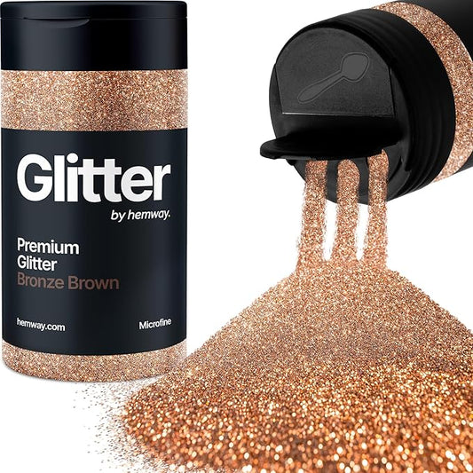 Hemway Premium Glitter Shaker - Bronze Brown | 125g Microfine Metallic Flake Sequins for Resin & Epoxy Crafts | Craft Supplies for Tumblers, Festival, Art