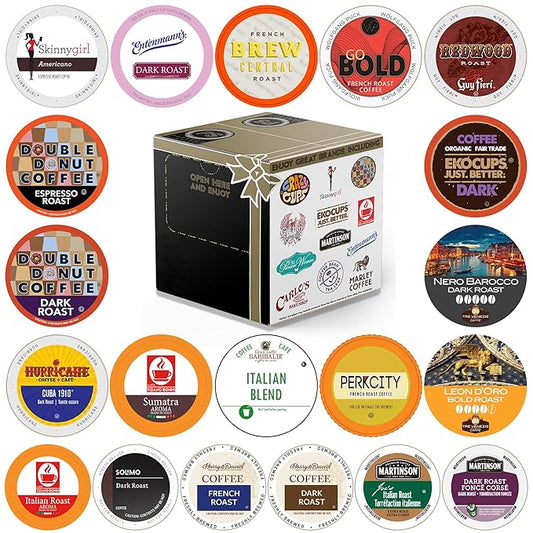 Perfect Samplers Coffee Pods Variety Pack, Bold and Dark Roast Coffee, Single Serve Cups for Keurig K-Cup Machines - Robust Assortment, 20 Count
