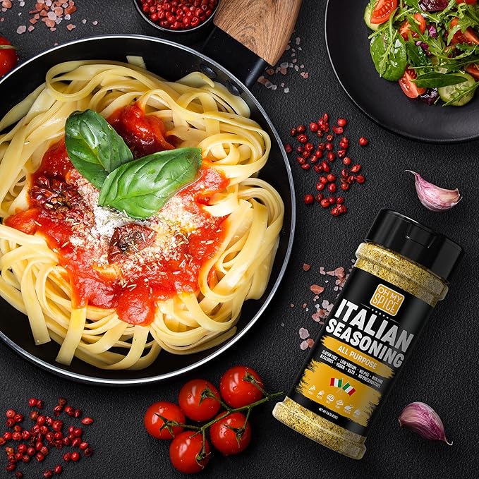 Italian Seasoning Blend All Purpose Seasoning Mix - Gluten Free & Low Sodium Pizza Seasonings for Bruschetta & Spaghetti. Mediterranean Everything Spice Herbs for Italian Food. Pizza Toppings. 4.6oz