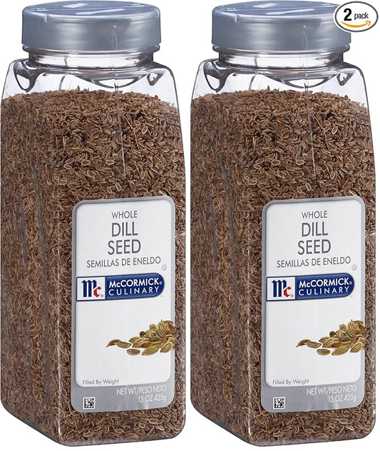 McCormick Culinary Whole Dill Seed, 15 oz - One 15 Ounce Container of Dill Seed Spice, Versatile for Use in Salads, Dressings, Bread, Entrees, Pickling and More (Pack of 2)