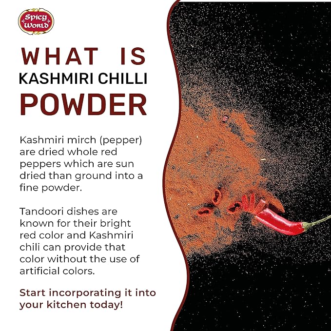 Spicy World Kashmiri Chili Powder Red 7 Ounce Resealable bag | All Natural Low Heat, Chili Powder - Red Pepper Powder