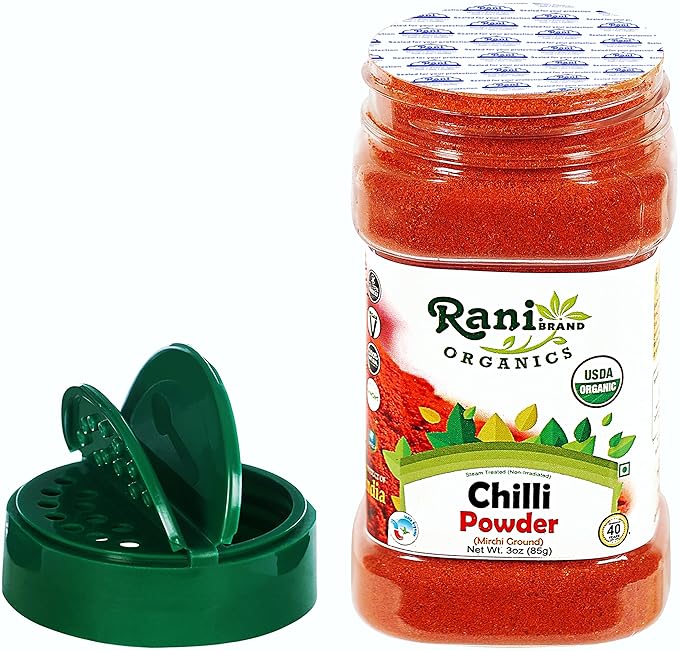 Rani Organic Chilli Powder (Mirchi Ground) 3oz (85g) PET Jar ~ All Natural | Vegan | Gluten Friendly | NON-GMO | Indian Origin | USDA Certified Organic