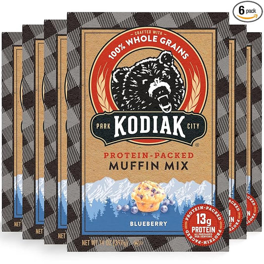 Kodiak Cakes Muffin Mix, Blueberry, 14 Ounce, Pack of 6