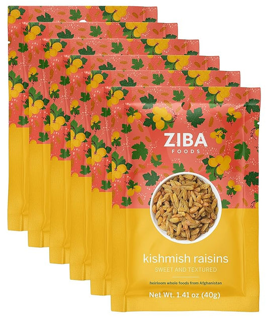 Ziba Foods Kishmish Raisins | Non-GMO, Vegan, Whole 30 Friendly & Paleo | Superfood Naturally High in Fiber, Iron and Immune Boosting Antioxidants, Pack of 6