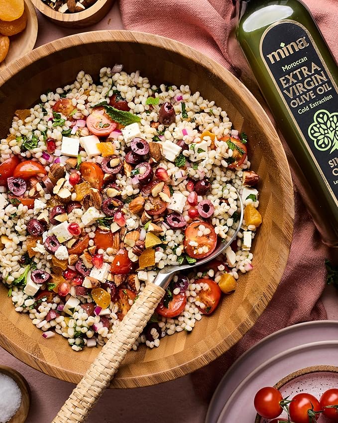 Mina Olive Oil Extra Virgin 68 Fl Oz, New Harvest, Polyphenol Rich Moroccan Extra Virgin Olive Oil, Single Origin, Early Harvest, Cold Extraction, Less than 0.2% Acidity, 2 L