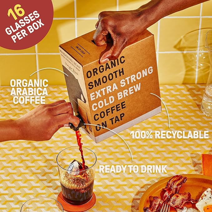 Wandering Bear Organic Mocha Cold Brew Coffee On Tap, 96 fl oz - Extra Strong, Bold, Smooth, Unsweetened, Shelf-Stable, Ready to Drink, Gluten Free, & Vegan, Iced Cold Brewed Coffee Drinks