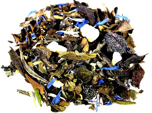 Nelson's Tea - Blueberry White Chocolate Loose Leaf Tea With White Tea, Chocolate Pieces, Dried Blueberries, and Cornflowers - 16 oz.