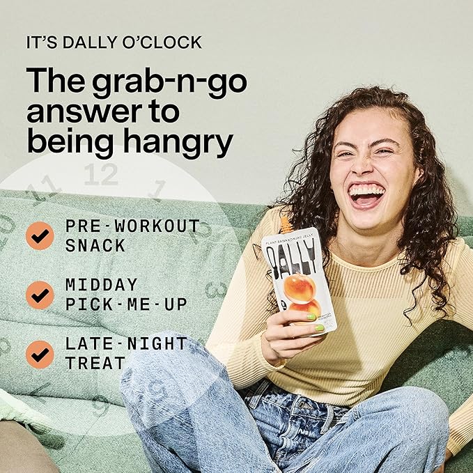 Dally Peach Drinkable Konjac Jelly (10 Pouches) ??10-Calorie, Zero Sugar Korean Fruit Snack ??Prebiotics & Postbiotics for Skin, Immune & Weight Management