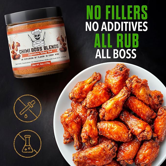 Chimi Boss Wing Rub Seasoning, 6oz ??Bold & Savory Dry Rub for Chicken Wings, Thighs, Drumsticks, Grill, Air Fryer and Smoker ??All Natural Flavorful Spice Blend