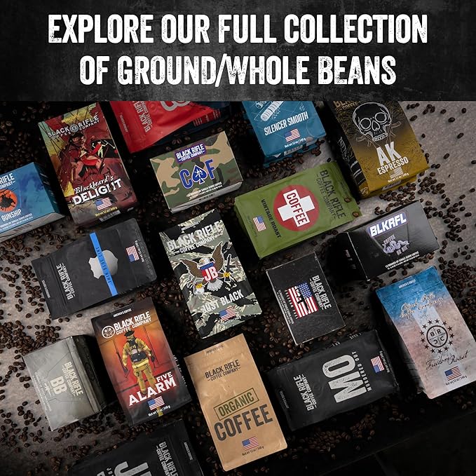 Black Rifle Coffee Company Ground Coffee Light Roast - Roasted Blend Made from Pure Arabica Beans - Colombian & Brazilian Beans - Veteran Founded & American Made (Gunship Roast, 12oz Bag)