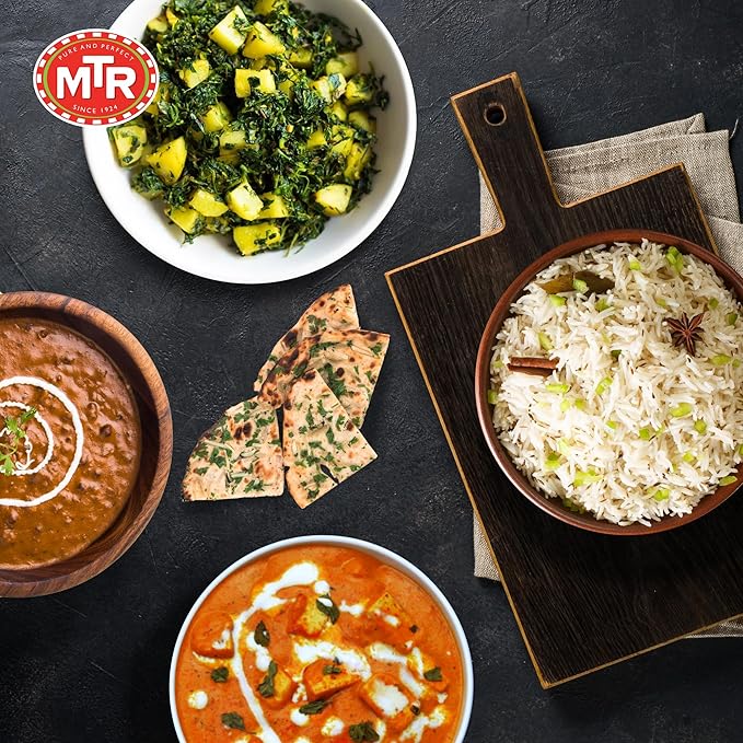 MTR Ready-To-Eat: Dhaba Mix - Assorted Pack of 4 (Alu Methi, Dal Makhani, Paneer Makhani, Jeera Rice) - Authentic Indian Food with No Added Preservatives - Suitable for Vegetarians
