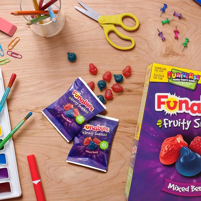 Funables Fruity Snacks, Mixed Berry Fruit Flavored Snacks, 0.8 Ounce Pouches (Pack of 10)