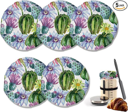 Cactus Flower Cloth Covers for Sourdough Starter Jars, Heat Preservation to Increase Fermentation for Bread Sewn Cloth Cover for Sourdough Starterç«? Packç«?,<div>