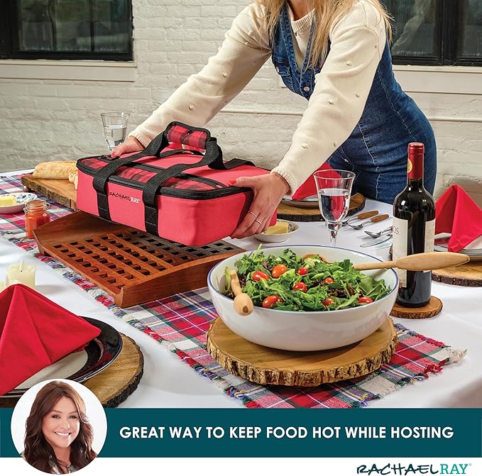 Rachael Ray Lasagna Lugger, Thermal Insulated Casserole Carrier for Hot or Cold Food, Lugger Tote for Potluck, Parties, Picnic, and Cookouts, Fits 9" x 13" Baking Dish