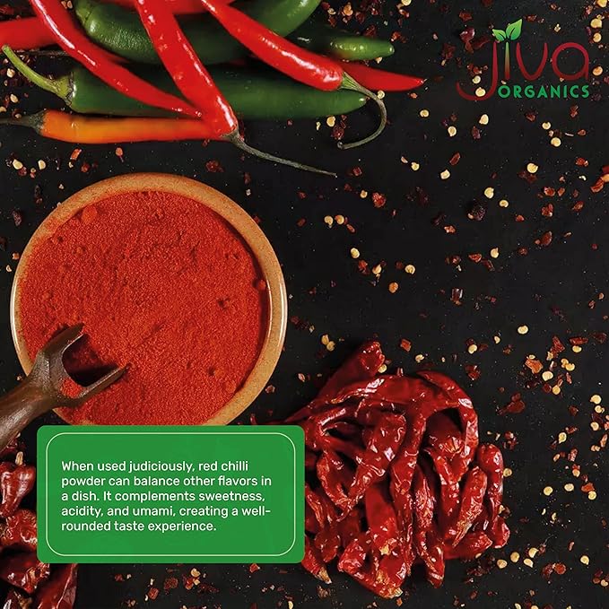 Jiva Organics Organic Red Chili Powder 7 ounce Bag - Extra Hot, Ground Indian Chillies, 100% Natural & Non-GMO