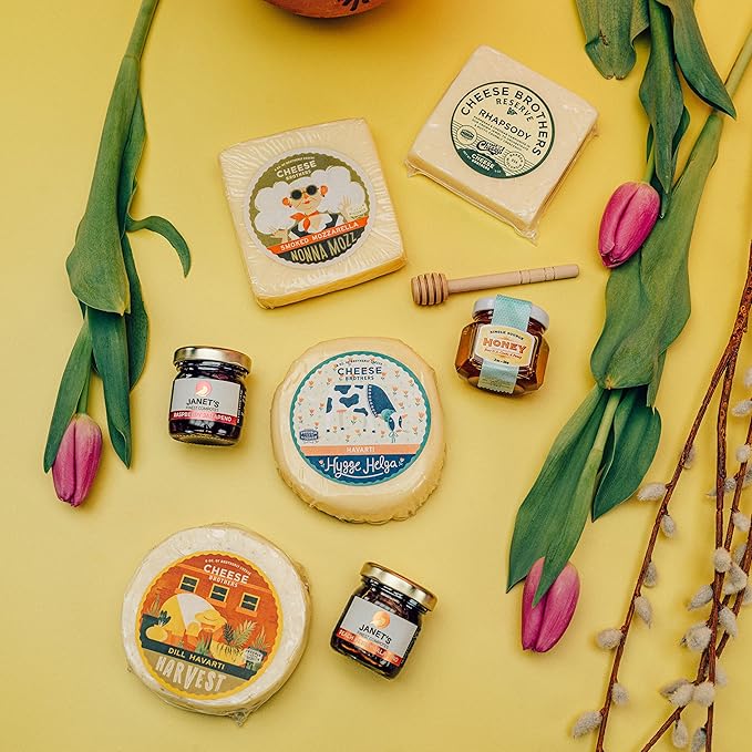Cheese Bros. "World's Cheesiest Mom" Gift Box | Fresh from Wisconsin | Includes Mozzarella, Fontina, Dill Havarti, Havarti, Jam and Honey | Unique Birthday and Mother's Day Gifting Idea