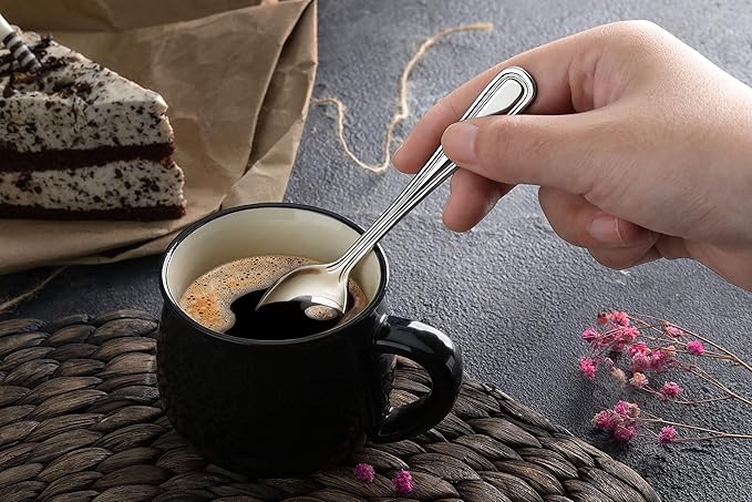 New Star Foodservice 1029871 Slimline Pattern, 18/0 Stainless Steel, Coffee Spoon, 4.75-Inch, Set of 12