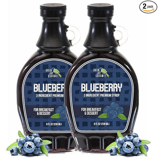 Green Jay Gourmet Blueberry Syrup - 3 Ingredient Premium Breakfast Syrup with Fresh Blueberries