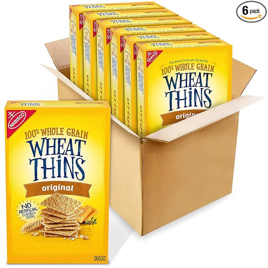Wheat Thins Original Snacks, Whole Grain Wheat Crackers, Bulk Snack Crackers, 6-8.5 oz Boxes