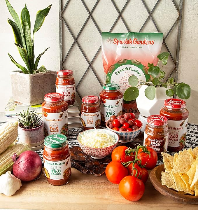 Spanish Gardens Taco Sauce (6 Pack) ??Hot Taco Sauce for Authentic Mexican Food ??Original Family Recipe, Spicy Sauce for Tex Mex Food (23 oz)