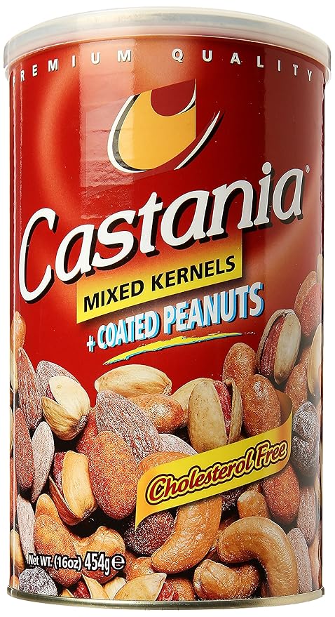 Castania BBQ Lebanese Nuts, Mixed Kernels with Kri Kri, Pistachios, Almonds, Cashews, Hazelnuts, & Peanuts, Cholesterol Free! 16oz