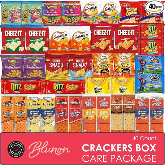 Crackers Variety Pack - Individually Wrapped Assortment - Sampler Bulk Care Package Gift Box - Snack Pack (40 Count)