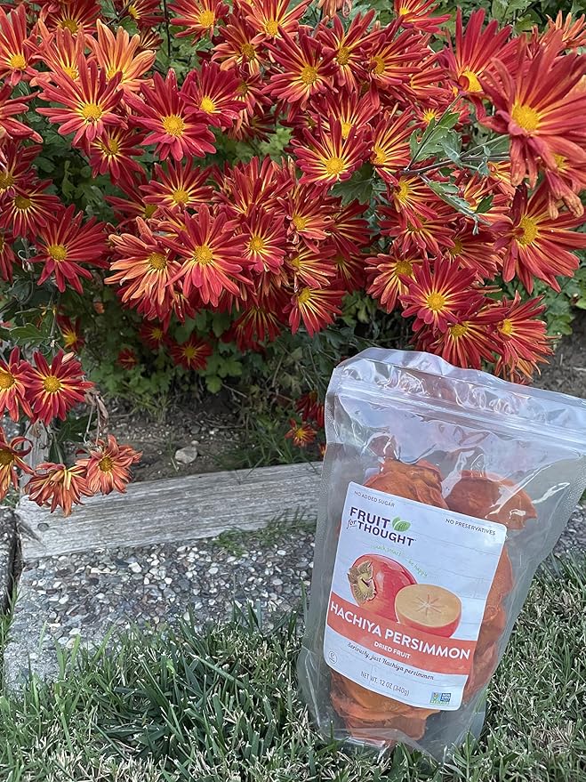 Fruit for Thought Dried Persimmons | Dried Fruit Snack Packs | At Home, Work, or On The Go | Unsweetened Hachiya Persimmon | 12 Ounce Bags Pack of 2