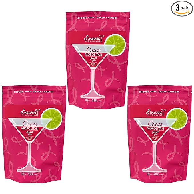 Frozen Cocktail Drink Mix - Each Bag Makes 12 Cosmopolitan Slushies - Drink Powder Pouches for Alcohol - All Natural Low Sugar Mixer, No Blender Needed, 3 Pack