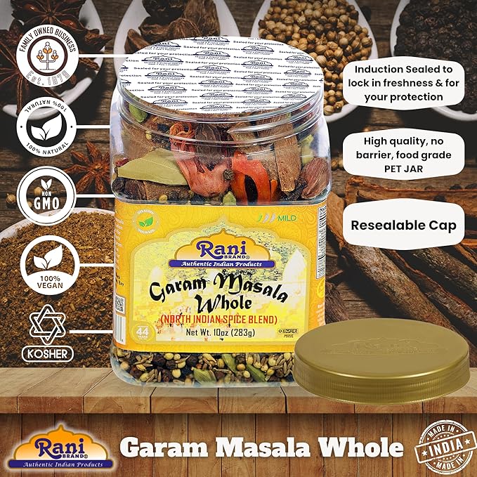Rani Garam Masala Indian 11 Whole Spices Blend 10oz (283g) PET Jar ~ All Natural, Salt-Free | Vegan | No Colors | Gluten Friendly | NON-GMO | Kosher | Indian Origin