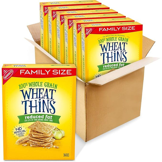 Wheat Thins Reduced Fat Snacks, Whole Grain Wheat Crackers, Bulk Snack Crackers, Family Size, 6 - 12.5 oz Boxes
