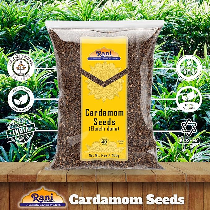 Rani Cardamom (Elachi) Decorticated Seeds Indian Spice 14oz (400g) ~ All Natural | Vegan | Gluten Friendly | NON-GMO | Kosher | Indian Origin