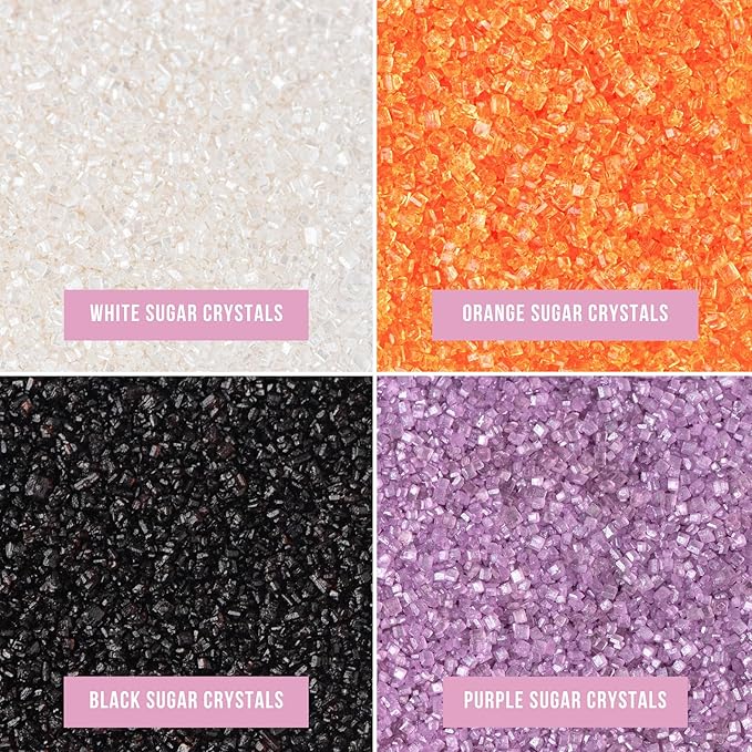 Sweets Indeed Halloween Sugar Sprinkles 4-Pack ??4.52 oz Spooky Sugar Set | White, Orange, Black & Purple Decorating Sugars | Edible Baking Decorations for Cookies, Cupcakes & Cakes