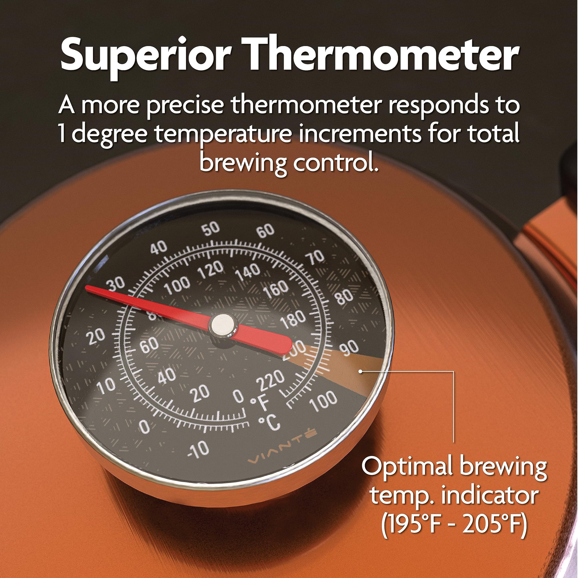 Viante Gooseneck Stovetop Pour Over Coffee Kettle, Built-in Thermometer