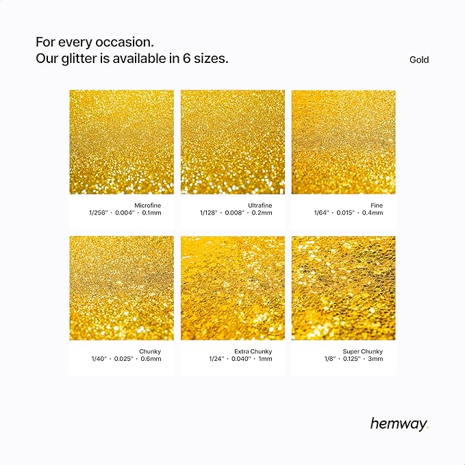 Hemway Premium Glitter Shaker - Gold | 130g Fine Metallic Flake Sequins for Resin & Epoxy Crafts | Craft Supplies for Tumblers, Festival, Art