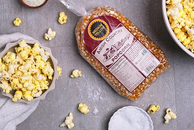 Amish Country Popcorn | 2 lb Bag | Medium Yellow Popcorn Kernels | Old Fashioned, Non-GMO and Gluten Free (Medium Yellow - 2 lb Bag)