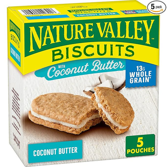 Nature Valley Biscuit Sandwiches, Coconut Butter, Snacks, 5 ct, 6.75 OZ