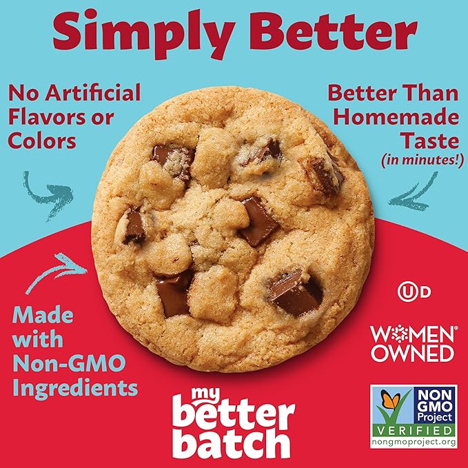 My Better Batch, Chocolate Chip Cookie Mix, Simple Cookie Recipe, Chocolate Chunk Cookies, Makes 16 Large Cookies, Non GMO, Kosher, 16oz (Pack of 1)