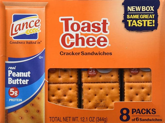 Lance Cracker Sandwiches On-The-Go Packs - Toast Chee with Peanut Butter - 1.5 oz - 8 Count